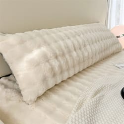 decorative plush long pillowcase solid color, soft and comfortable fabric pillow cover