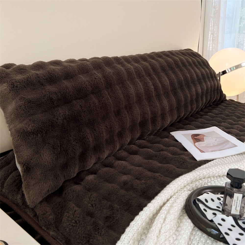 Decorative Plush Long Pillowcase Solid Color Soft And Comfortable Fabric Pillow Cover 4