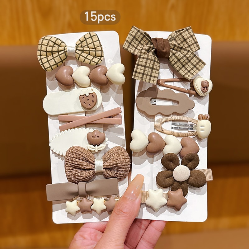 Simple Coffee Colored Bow Hair Clips for Daily Use, Minimalist Hair Accessories for Women