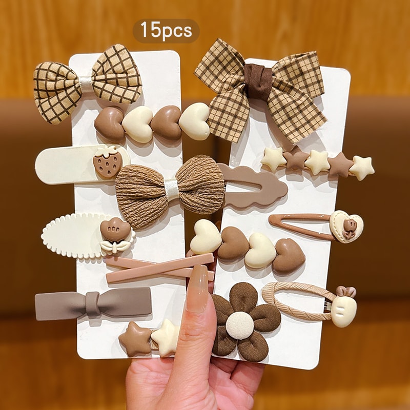 Simple Coffee Colored Bow Hair Clips for Daily Use, Minimalist Hair Accessories for Women