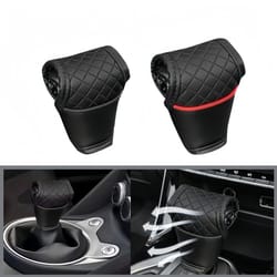 pu leather universal car gear shift cover nonslip, dustproof shifter knob protector, interior gear lever decor