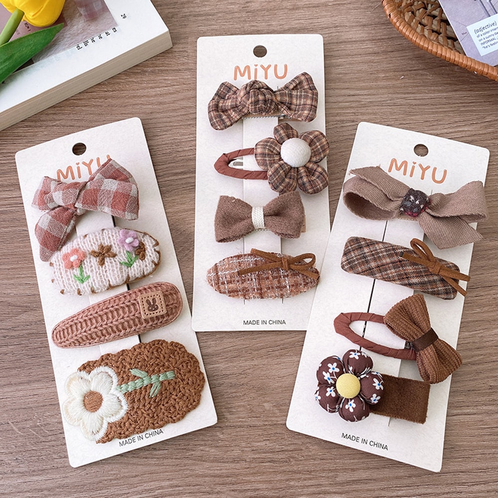 Baby Hair Drop Clips Korea Fashion, Coffee Warm Color Wool Knit Hairpins, Kid Girls Cotton BB Hair Clamp Barrettes