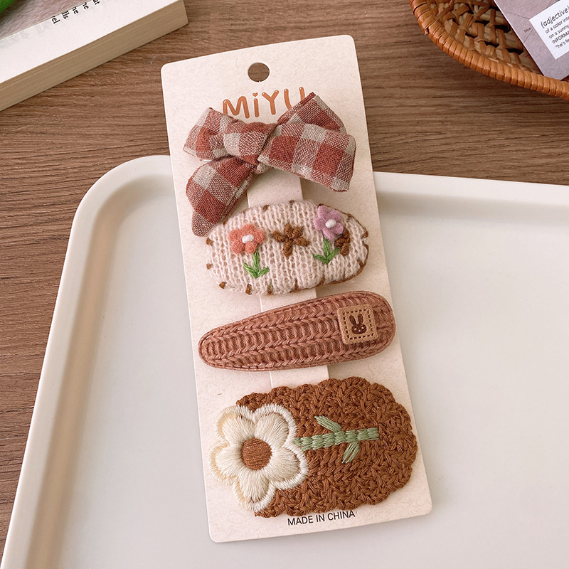 Baby Hair Drop Clips Korea Fashion, Coffee Warm Color Wool Knit Hairpins, Kid Girls Cotton BB Hair Clamp Barrettes
