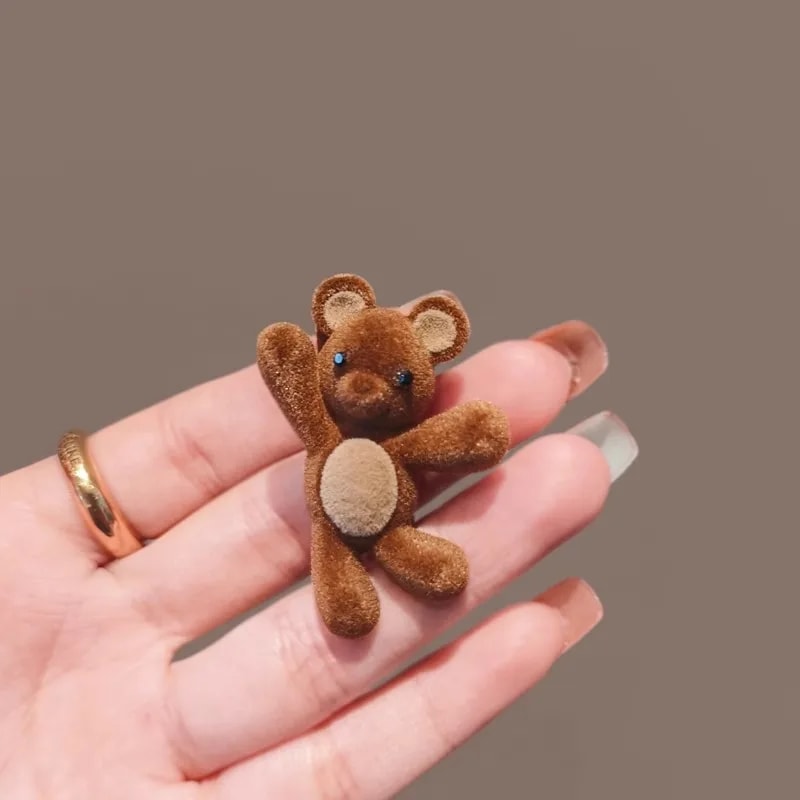 Sweet Cartoon Bear Hairpin Cute Flocking Metal Hair Clip Side Barrette Fashion Hair Accessories For 2