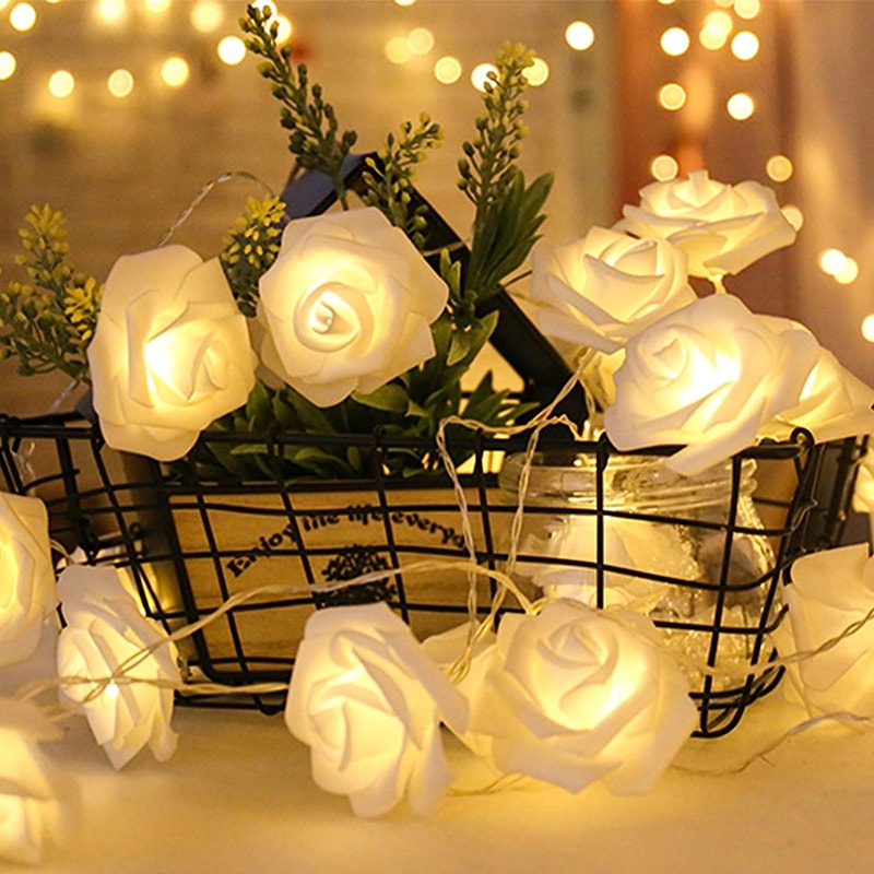 Rose String Lights, Flower Garland Fairy Lights for Valentine, Wedding, Christmas Party