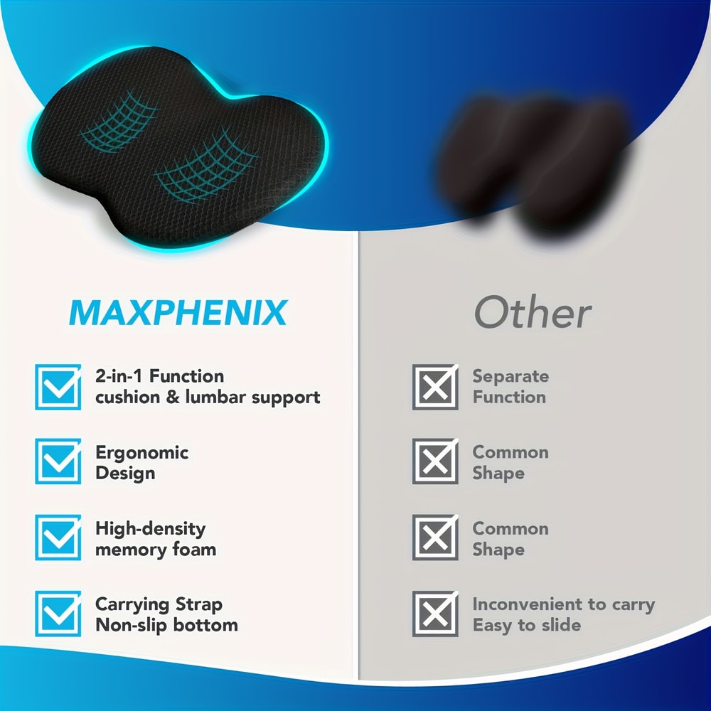 Multi-Use Memory Foam Car Seat Cushion, Back Support Pad for Lumbar Pain Relief, Driver's Car Cushion