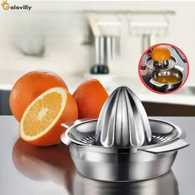 Stainless Steel Portable Lemon Orange Manual Fruit Juicer, Citrus Raw Hand Pressed Juice Maker