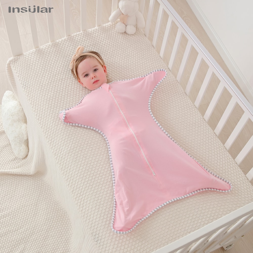 Anti-Startle Cotton Baby Wrap Receiving Swaddling Blanket for Newborn Baby Girl Boy by Insular