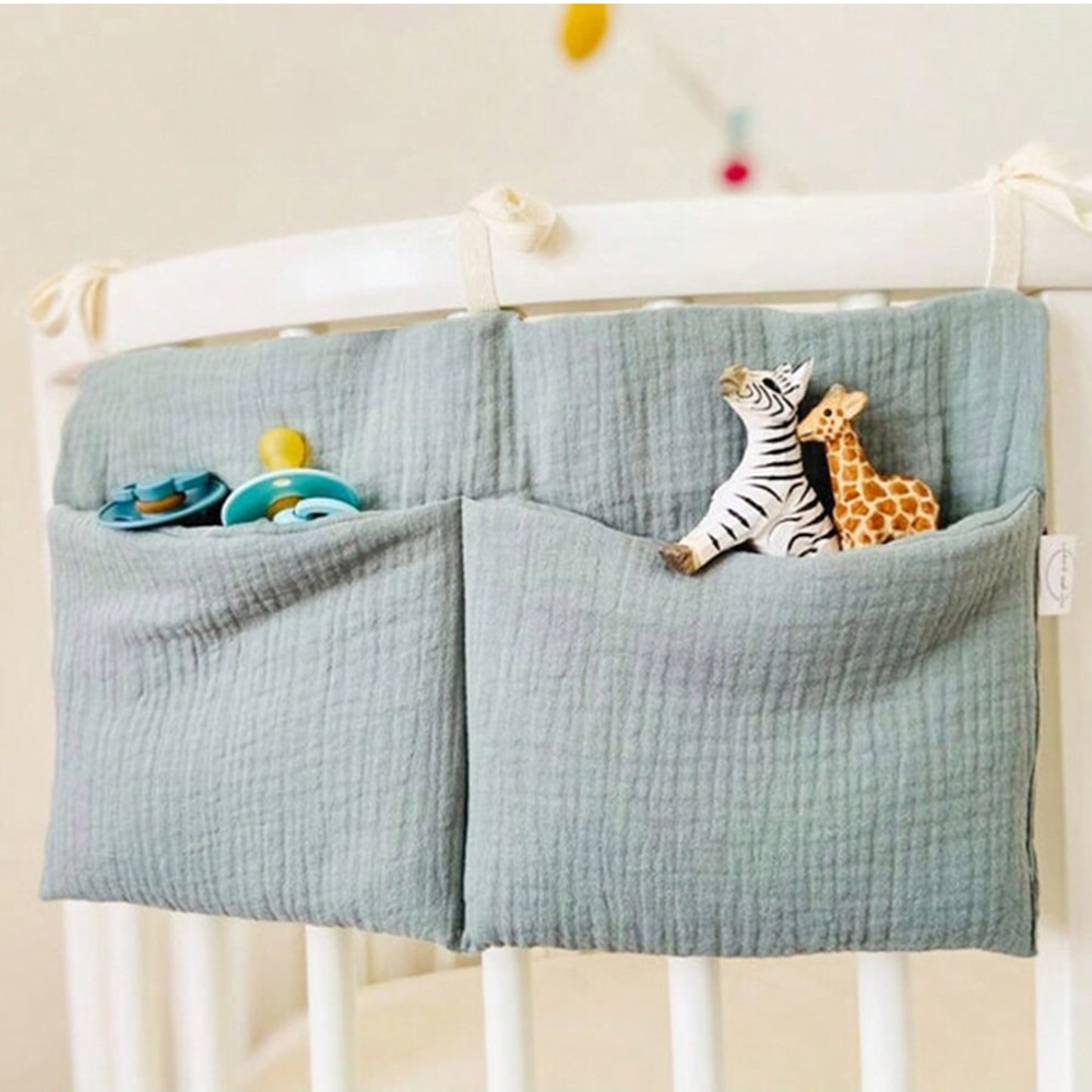 Baby Diaper Bag, Multifunctional Crib Storage Bag, Toddler Bed Headboard Organizer for Kids