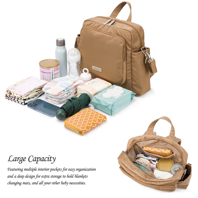 Large Capacity Waterproof Diaper Bag For Mother Solid Polyester Newborn Baby Travel Backpack 3
