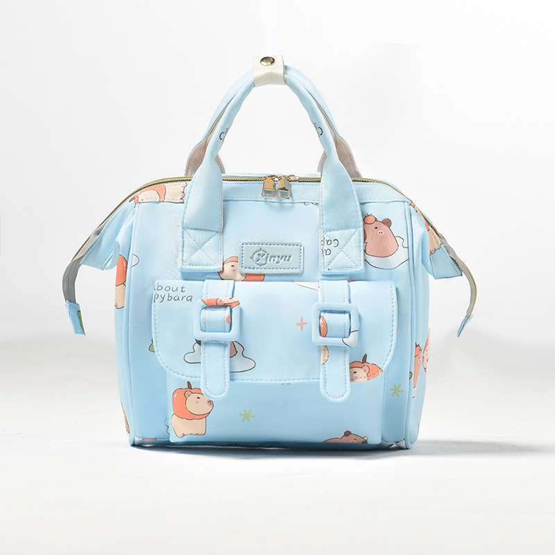 Lightweight Portable Ladies Backpack Cartoon Capybara Mommy Diaper Bag Baby Newborn Care Bag With B 1