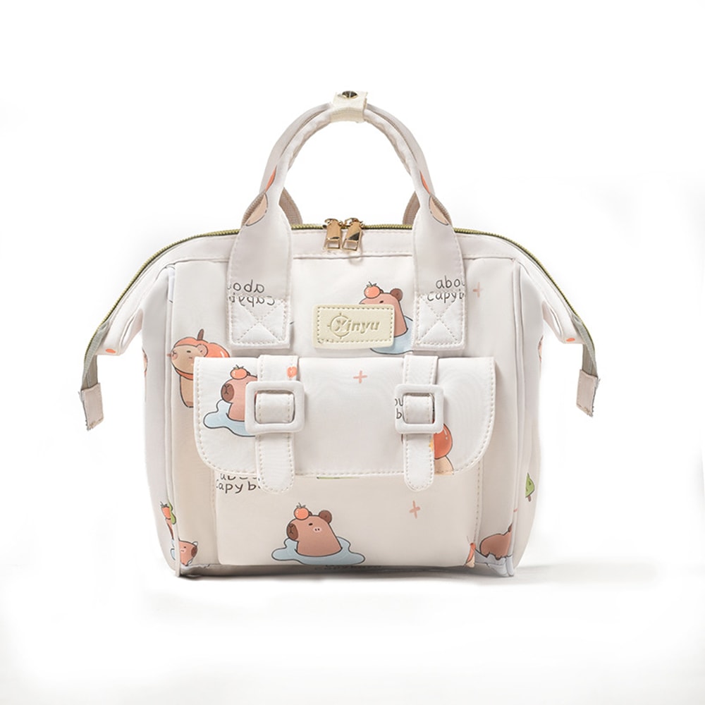 Lightweight Portable Ladies Backpack Cartoon Capybara Mommy Diaper Bag Baby Newborn Care Bag With B 5