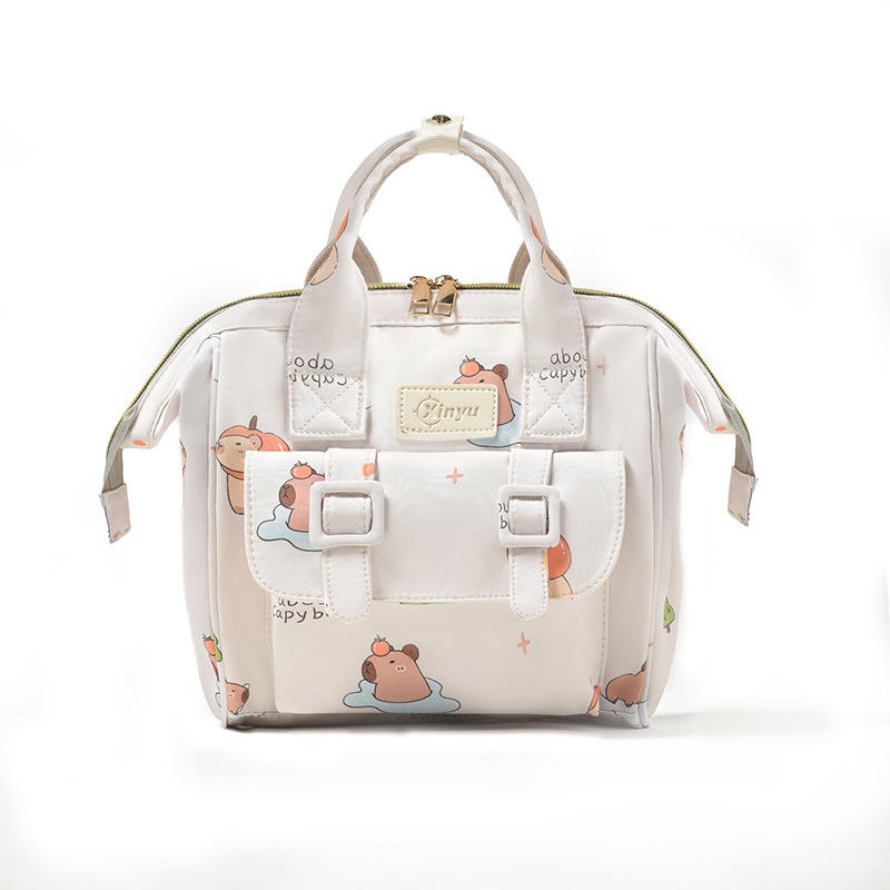 Lightweight Portable Ladies Backpack Cartoon Capybara Mommy Diaper Bag Baby Newborn Care Bag With B 5