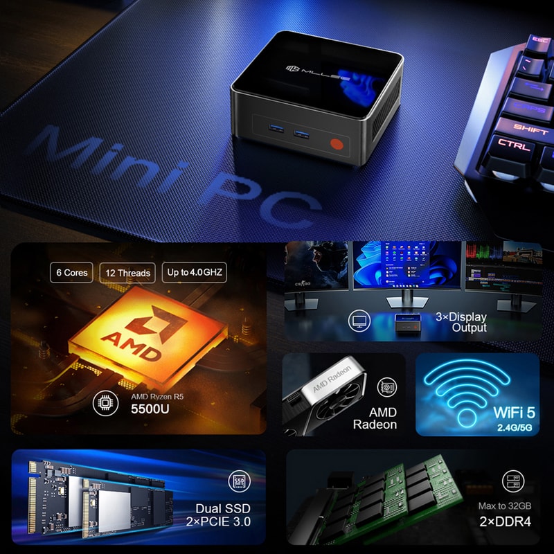 Mini PC Windows 11 Pro BT52 Desktop Computer Work PC 1