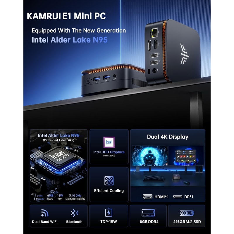 Mini PC Intel Alder Lake N95 Windows 11 Pro Dual WiFi5 4K Display Desktop Computer For Office Use 1