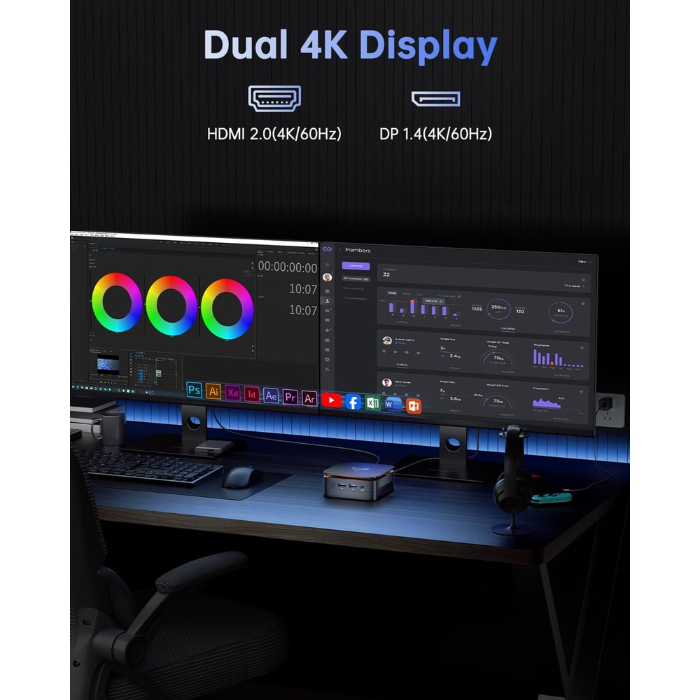 Mini PC Intel Alder Lake N95 Windows 11 Pro Dual WiFi5 4K Display Desktop Computer For Office Use 4