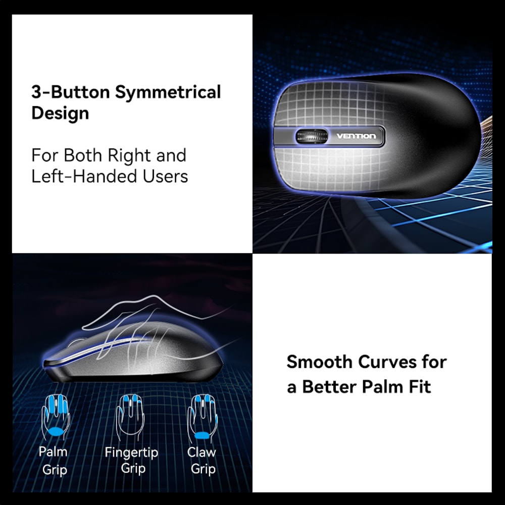 Ergonomic Wireless Mouse USB 24G 15m Wire For PC MacBook Lenovo Laptop 3