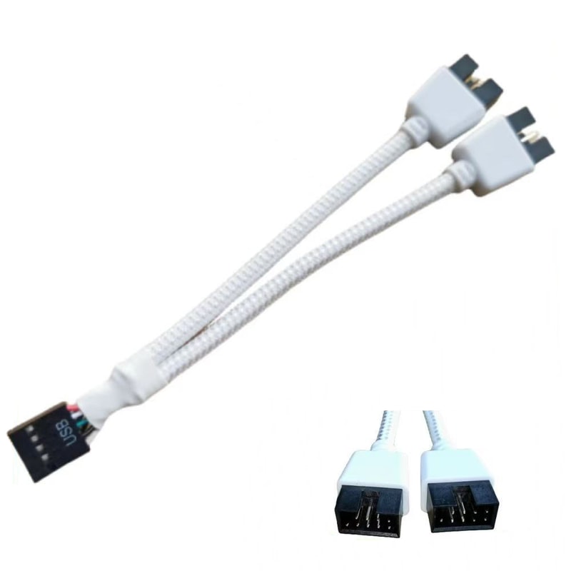USB To Dual Splitter Computer Case Data Transfer Cable Braided Shield HUB Extend Line 4