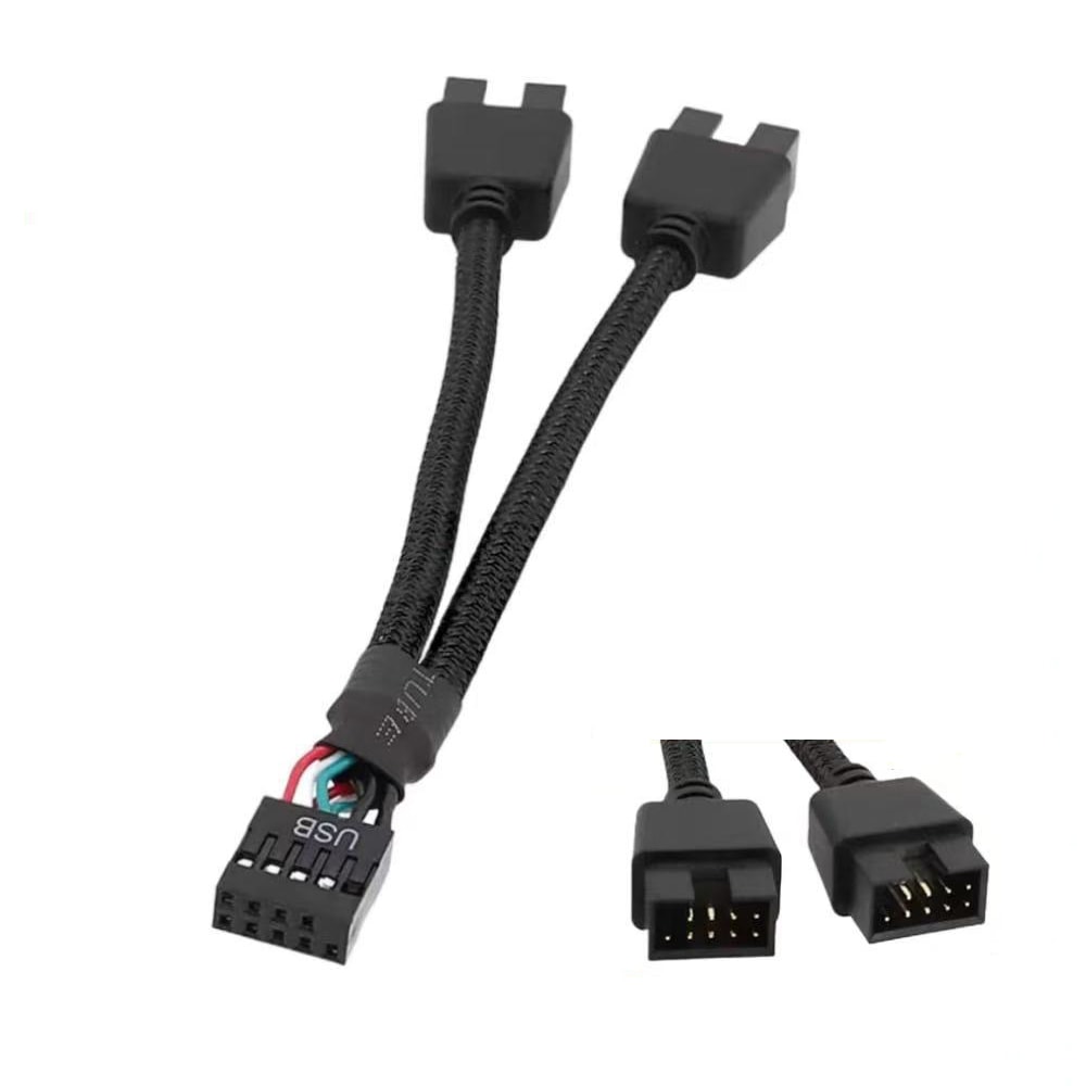 USB To Dual Splitter Computer Case Data Transfer Cable Braided Shield HUB Extend Line 7