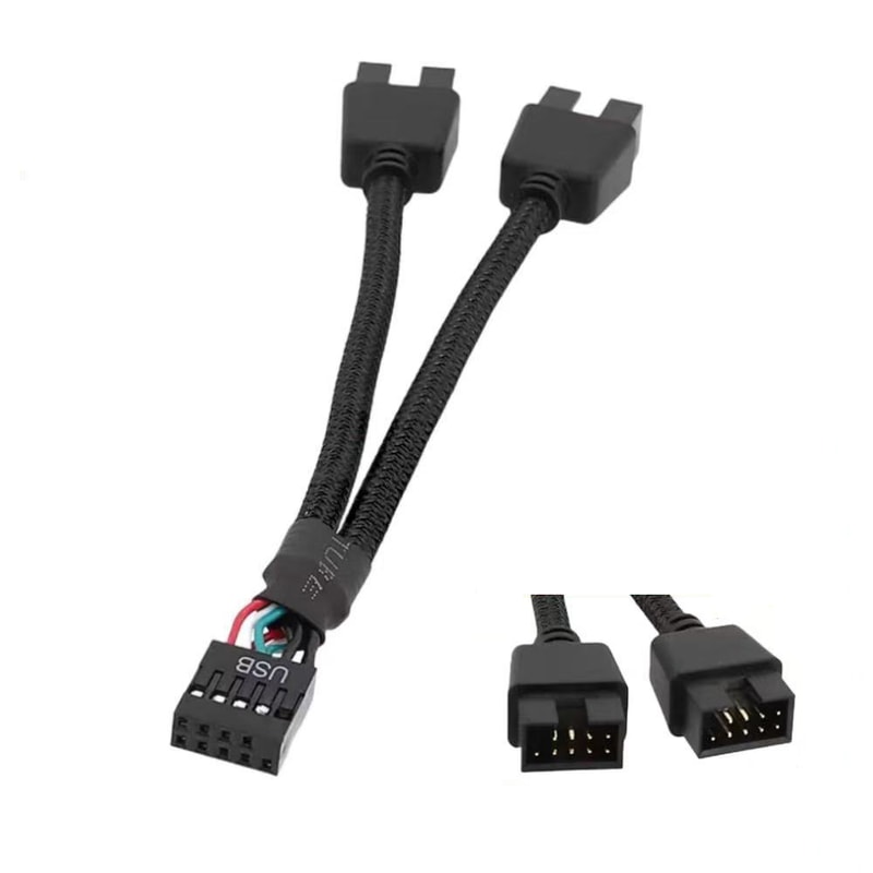 USB To Dual Splitter Computer Case Data Transfer Cable Braided Shield HUB Extend Line 7