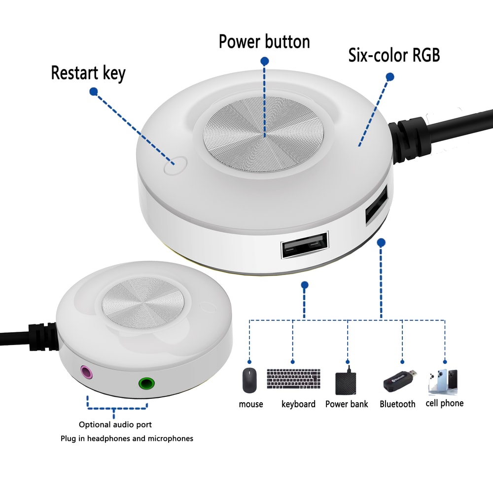 RGB Computer Desktop Switch Button 6Color With Dual USB Audio And Adhesive Start Button 2