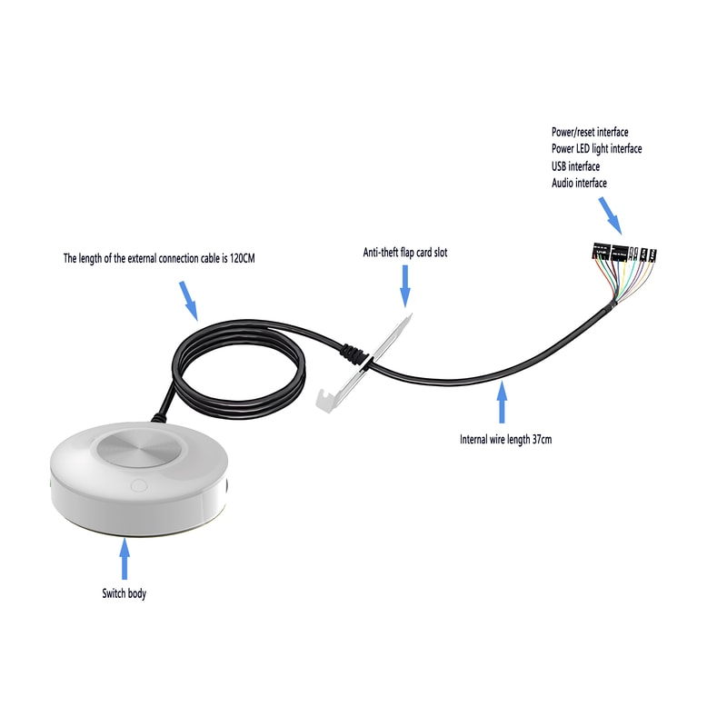 RGB Computer Desktop Switch Button 6Color With Dual USB Audio And Adhesive Start Button 4