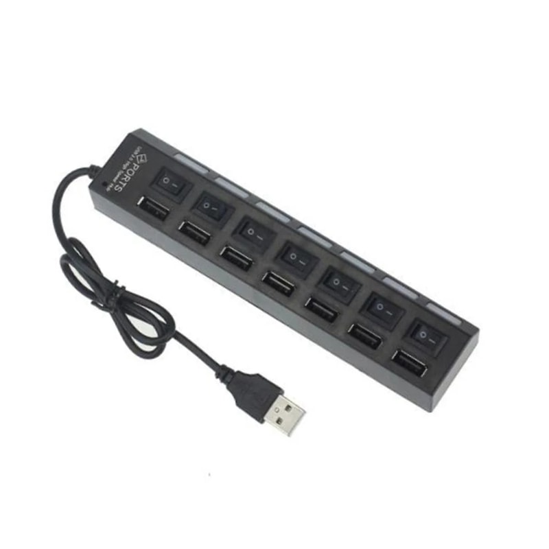 7 Ports USB Hub With Switch USB Multi USB Splitter Power Adapter For PC Laptops Accessories 3