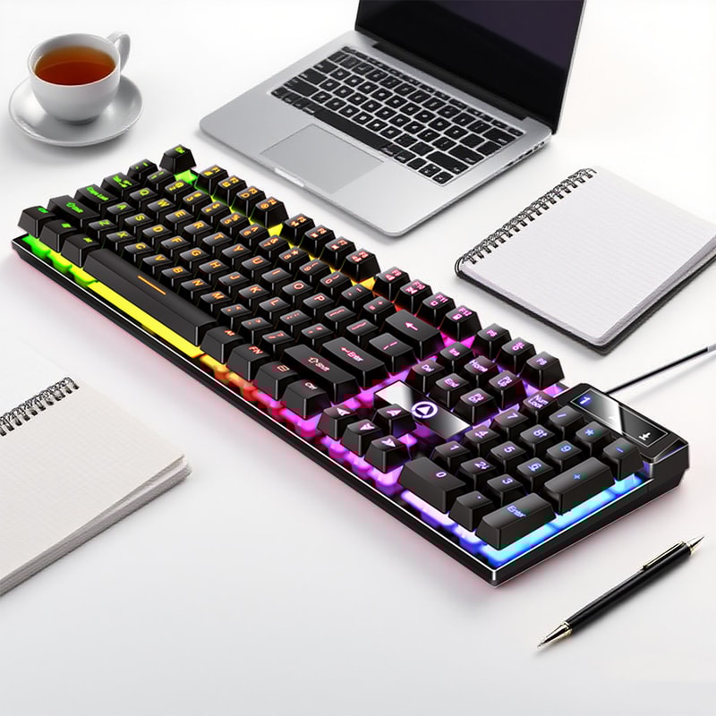 Low Profile Wired Gaming Keyboard for PC, Laptop, and Desktops