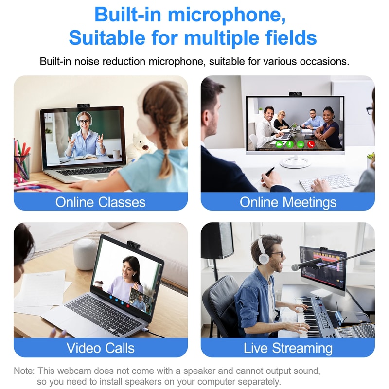 USB Web Camera With Microphone HD 1080P Autofocus Camera For PC Laptop Live Streaming Video Calls 5