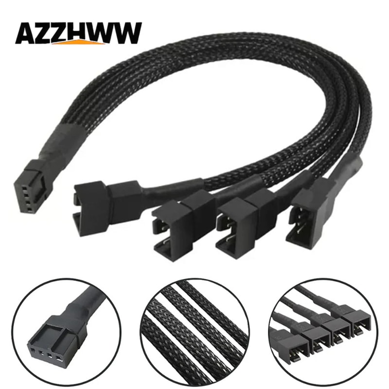Fan Splitter Extension Cable For PC 4Pin Small Temperature Control CPU Fan Power Cable 0