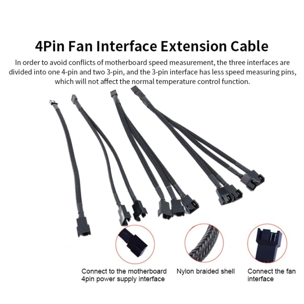 Fan Splitter Extension Cable For PC 4Pin Small Temperature Control CPU Fan Power Cable 1