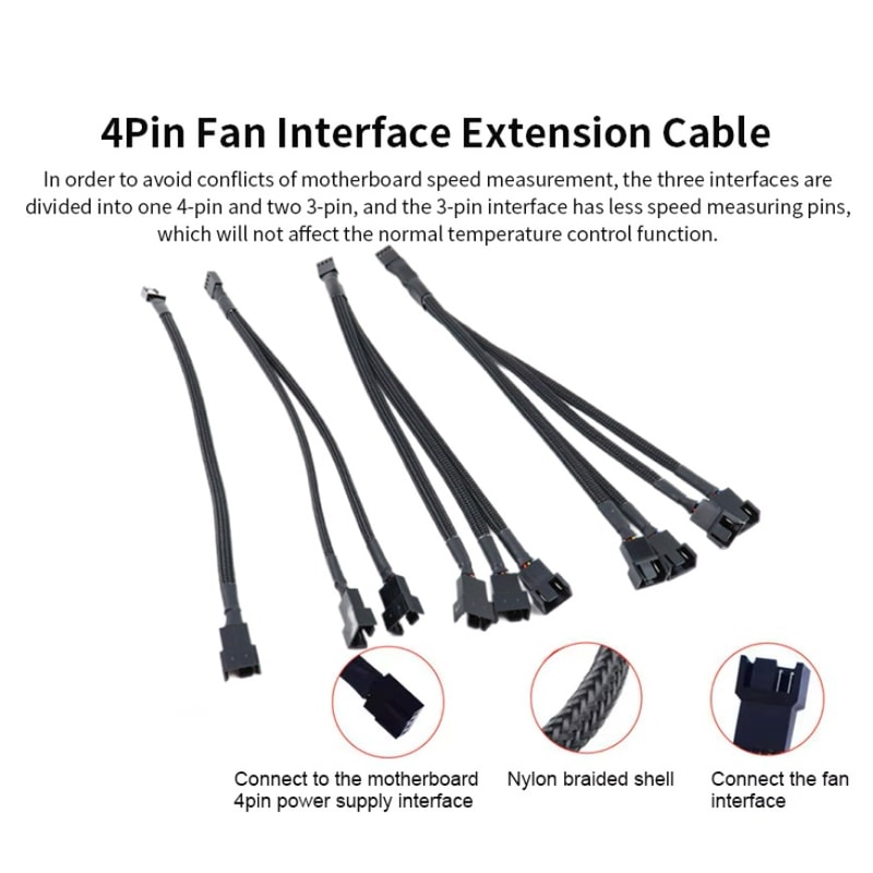 Fan Splitter Extension Cable For PC 4Pin Small Temperature Control CPU Fan Power Cable 1