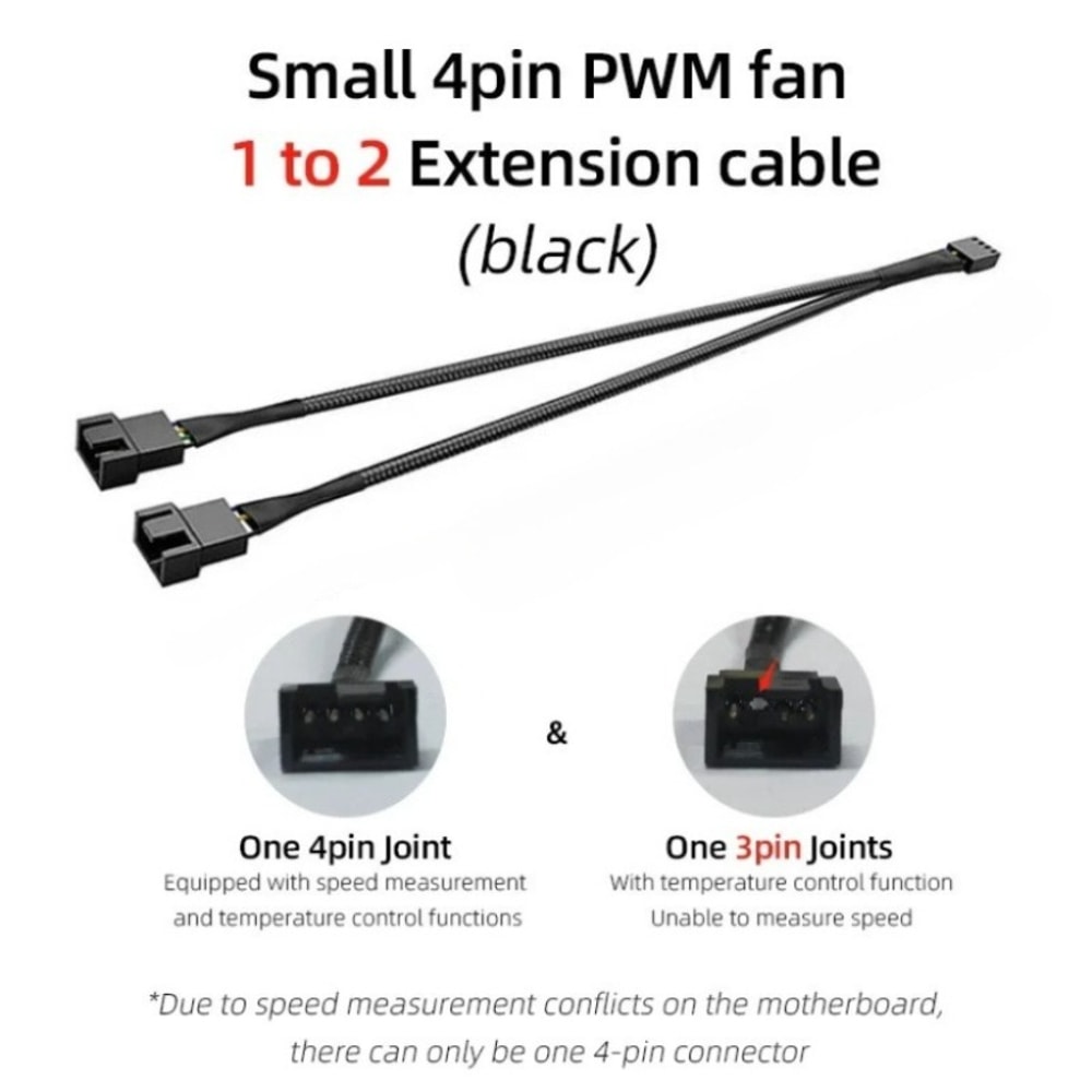 Fan Splitter Extension Cable For PC 4Pin Small Temperature Control CPU Fan Power Cable 2