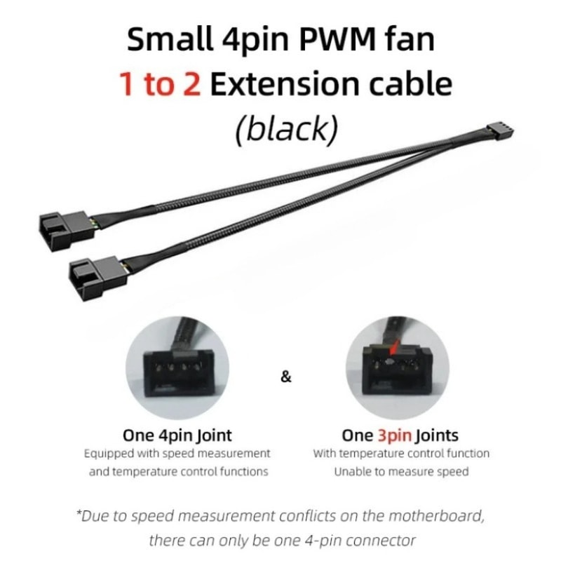 Fan Splitter Extension Cable For PC 4Pin Small Temperature Control CPU Fan Power Cable 2