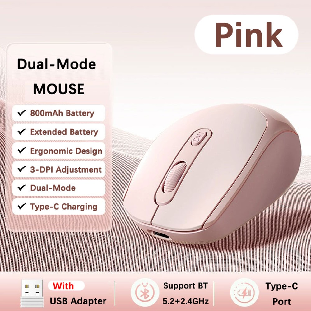 BluetoothCompatible Ergonomic Wireless Mouse With Dual Mode USB Receiver For Laptop PC Notebook 4
