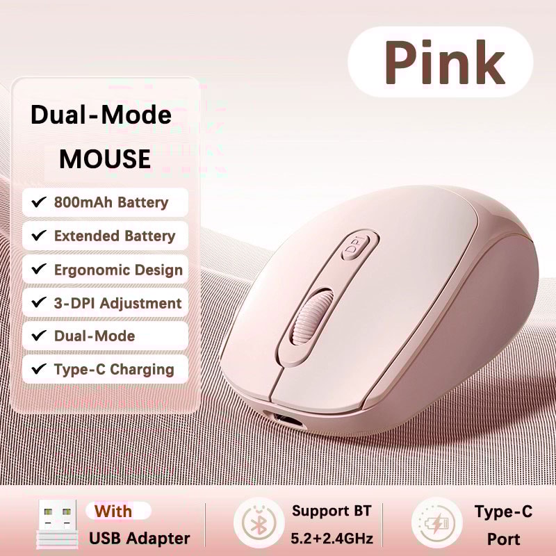 BluetoothCompatible Ergonomic Wireless Mouse With Dual Mode USB Receiver For Laptop PC Notebook 4