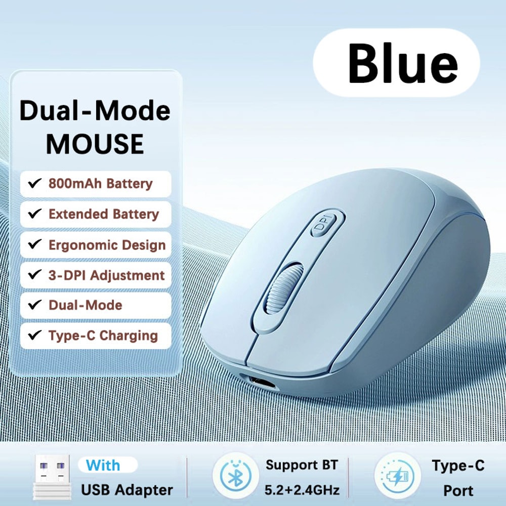 BluetoothCompatible Ergonomic Wireless Mouse With Dual Mode USB Receiver For Laptop PC Notebook 5