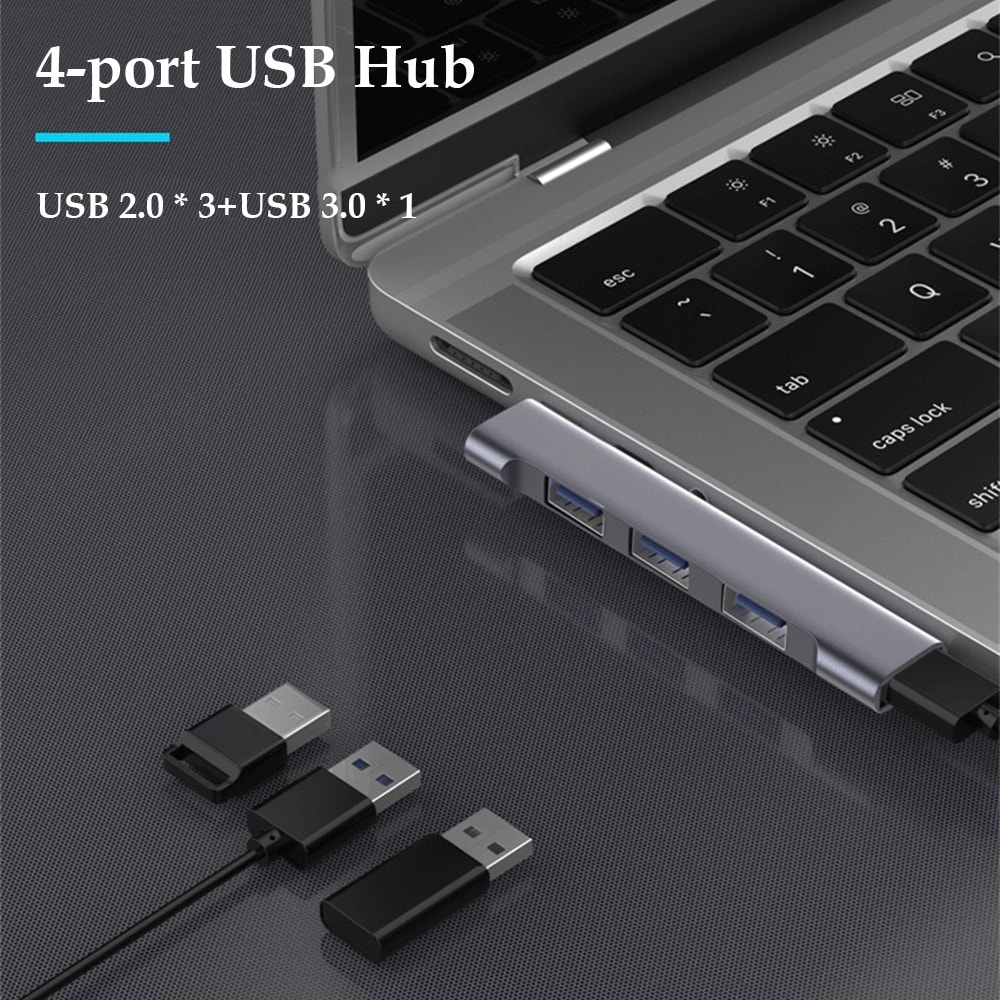 High-Speed 4Port USB Hub, USB Hub Type C Splitter, Multiport HUB for PC & Computer Accessories
