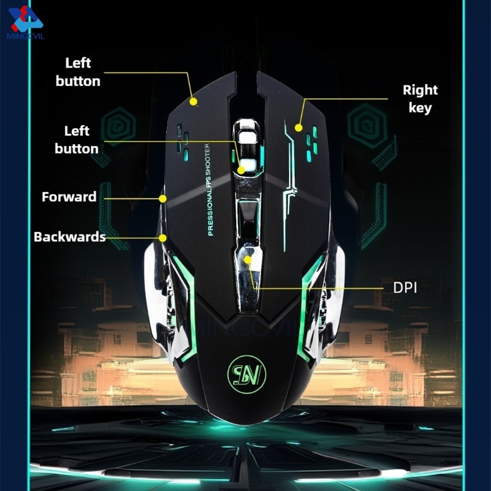 ESports Bluetooth Mouse Rechargeable Wireless USB Gaming PC Mouse With Backlight 3