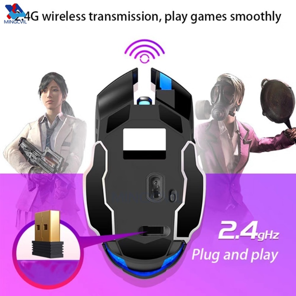 ESports Bluetooth Mouse Rechargeable Wireless USB Gaming PC Mouse With Backlight 4