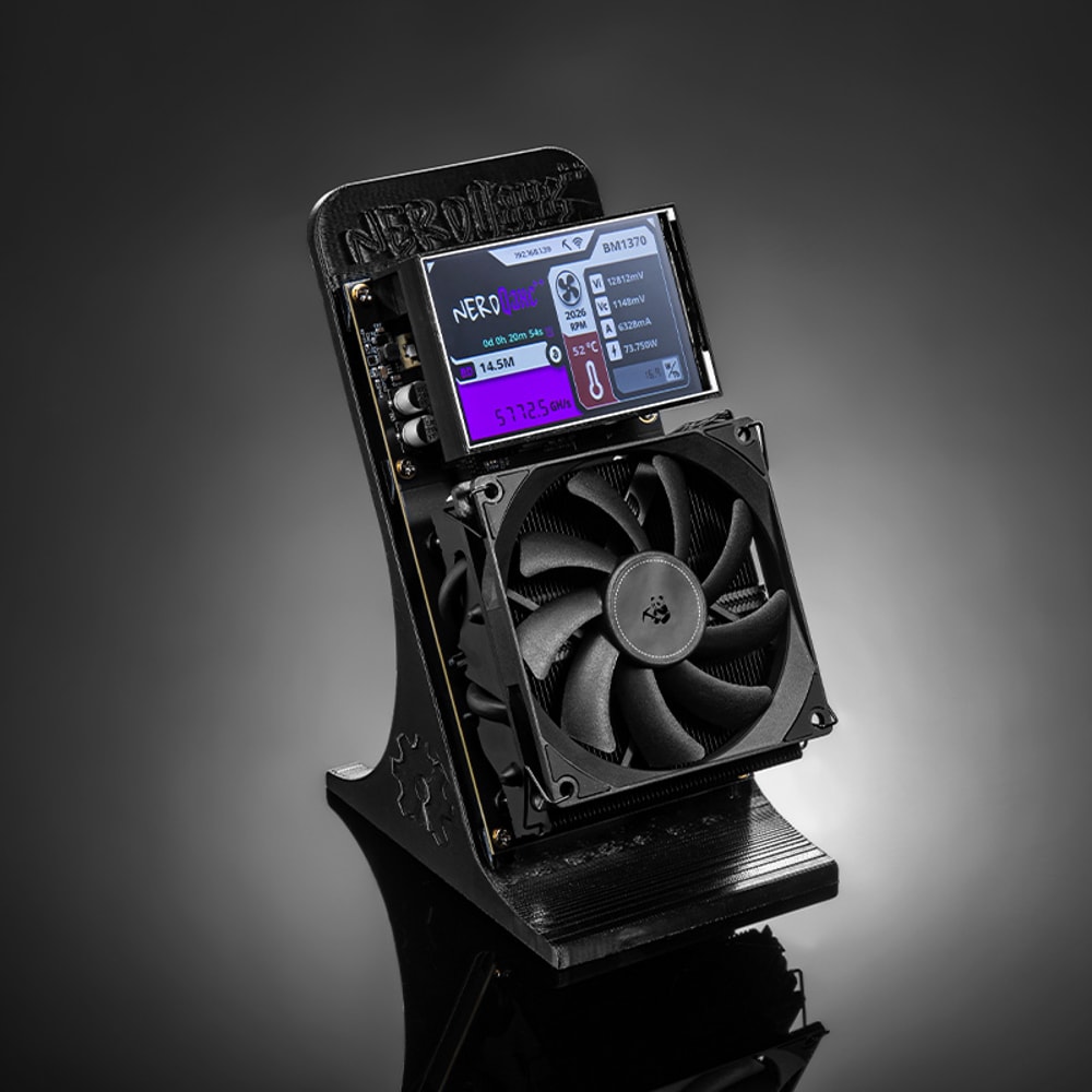 New Bitaxe NerdQaxe Black BTC Mining Machine 48THs Power Supply Included 0