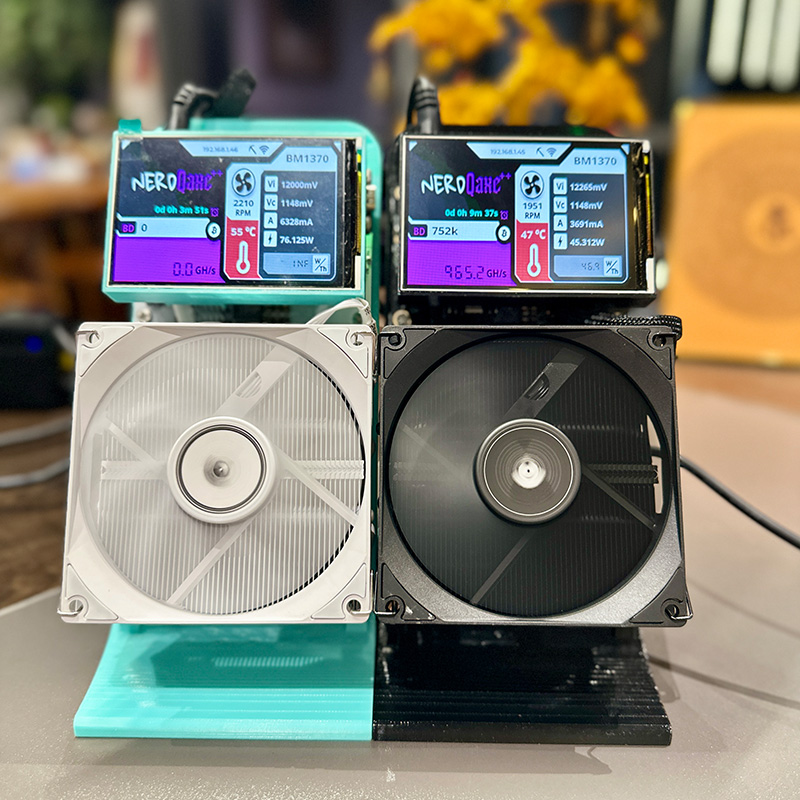 New Bitaxe NerdQaxe Black BTC Mining Machine 48THs Power Supply Included 1