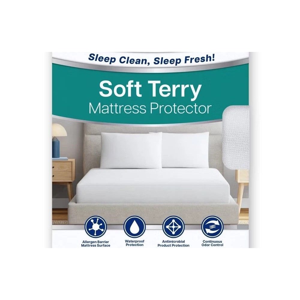 Waterproof Queen Mattress Protector Soft Terry Antimicrobial Allergen Barrier 8