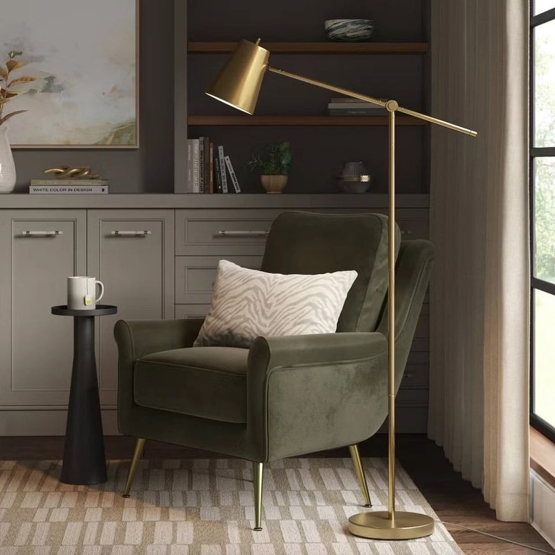 Brass Cantilever Floor Lamp With Shade Threshold Lighting Elegant Home Decor Solution 1