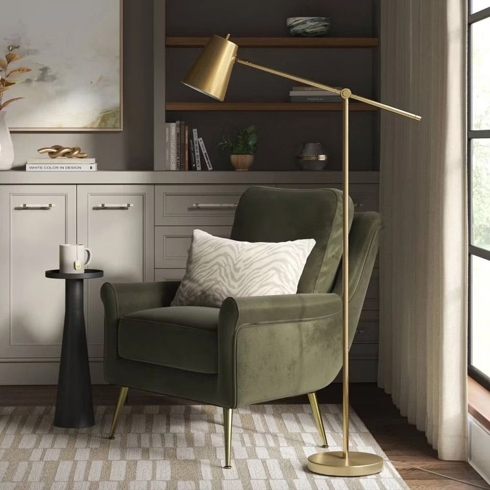 Brass Cantilever Floor Lamp With Shade Threshold Lighting Elegant Home Decor Solution 3