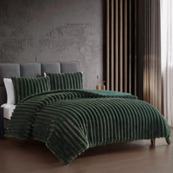 bedroom king comforter set, green faux fur, machine washable bedding
