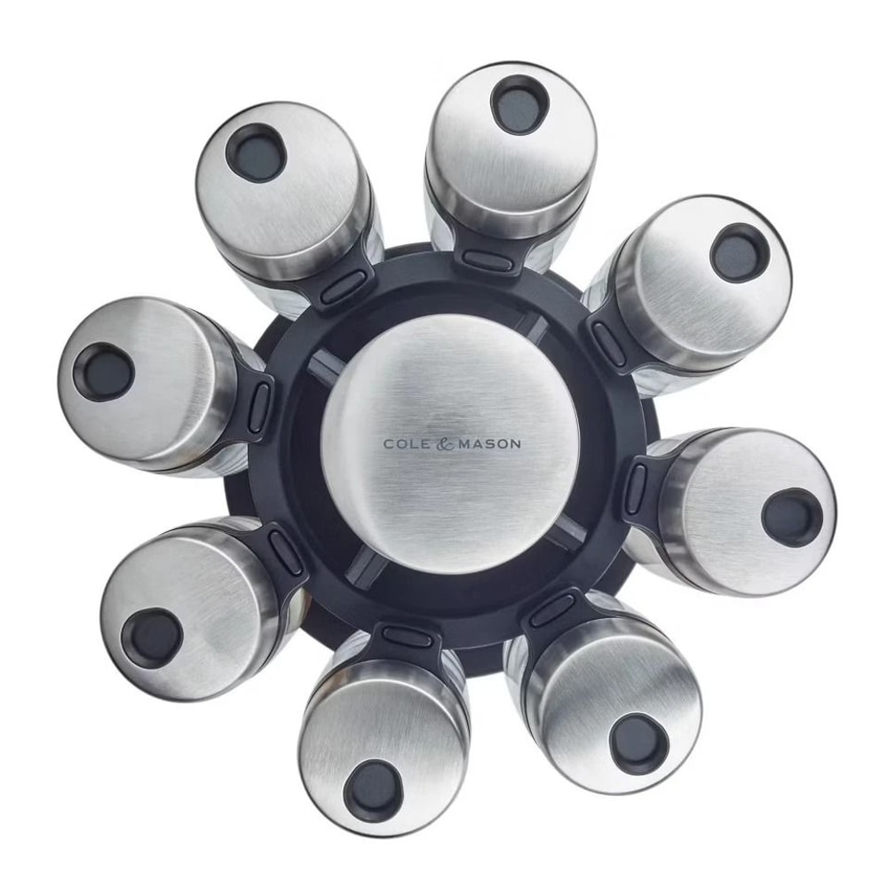 Spice Rack Carousel Premium Stainless Steel Lids Smooth Rotating Action Freestanding Herb And Spice 1