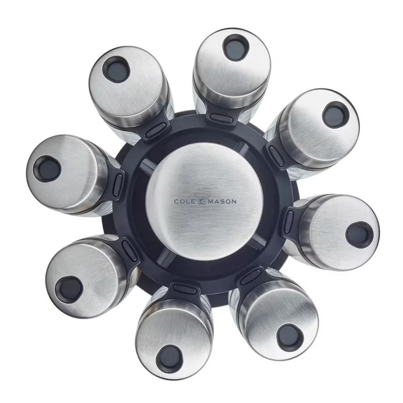Spice Rack Carousel Premium Stainless Steel Lids Smooth Rotating Action Freestanding Herb And Spice 1
