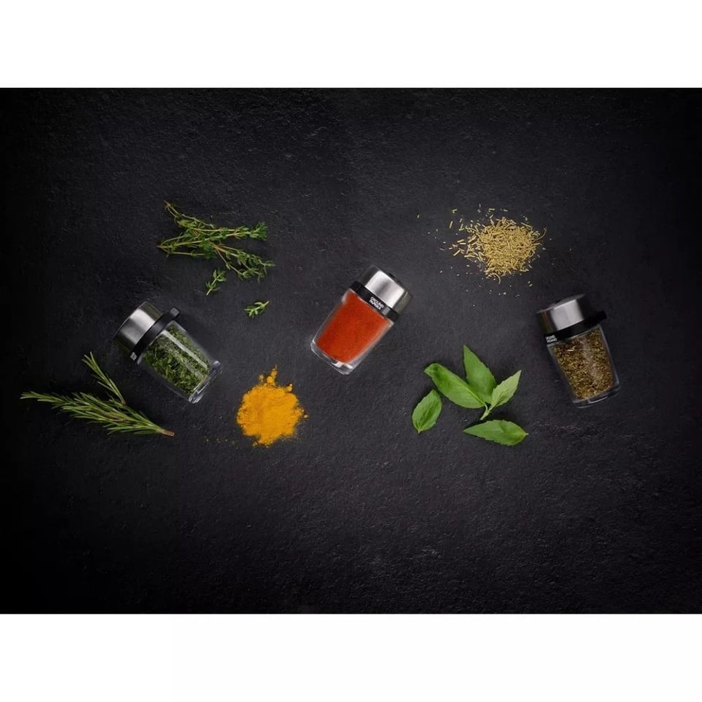 Spice Rack Carousel Premium Stainless Steel Lids Smooth Rotating Action Freestanding Herb And Spice 3