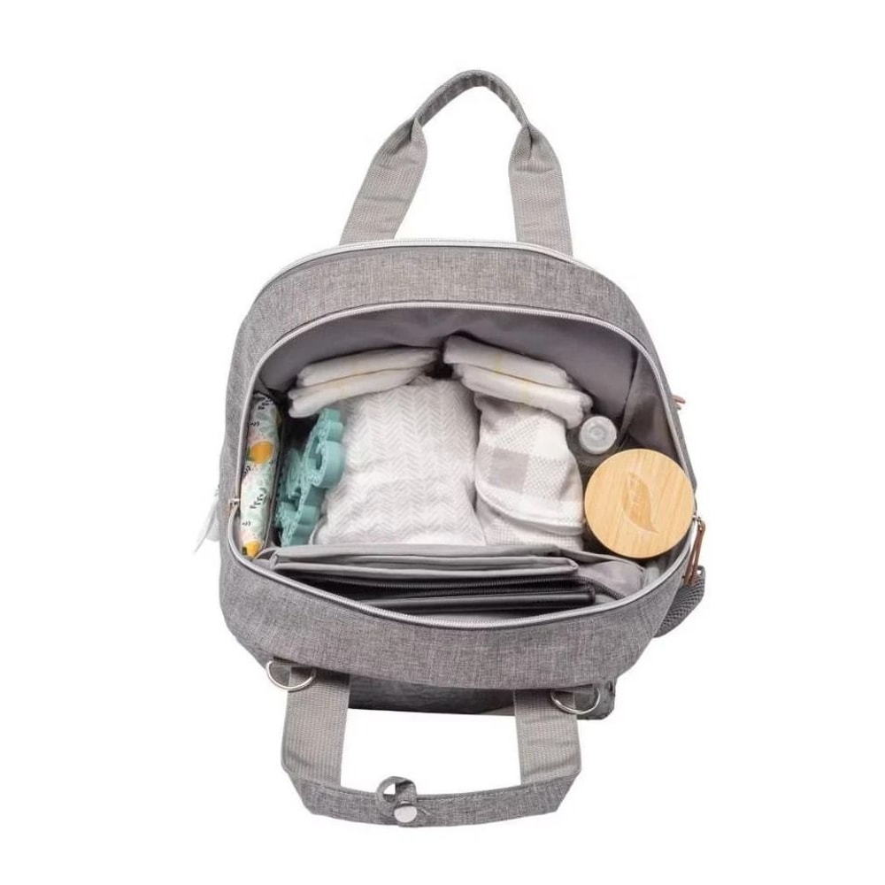 Diaper Bag Gray Functional And GenderNeutral Spacious Storage With Bottle Pockets Includes Changin 3